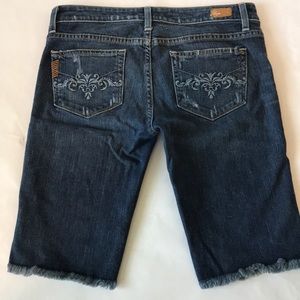 EUC Paige embroidered denim Bermuda shorts